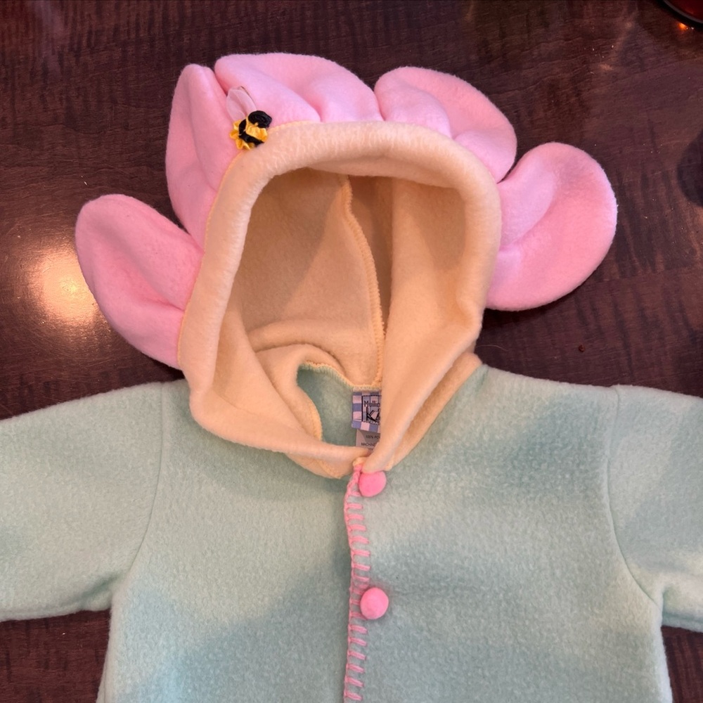 Adorable Pastel Baby Sunflower Hoodie with Pink Petals 0-12 lbs